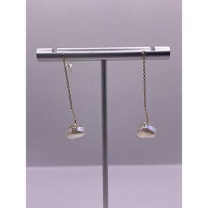 Gold Plated Sterling Silver Drop Pearl Color Heart